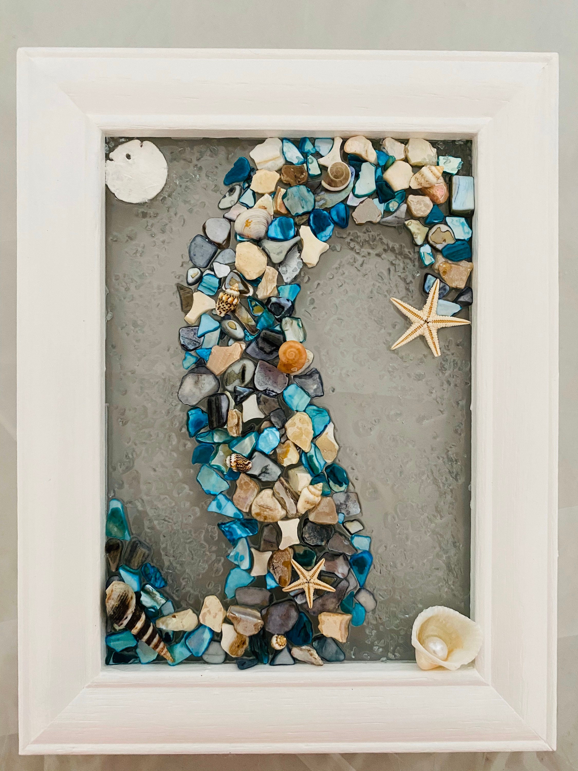 Sea Shell Resin Art Wall Decor Shell Art Beach Decor Etsy
