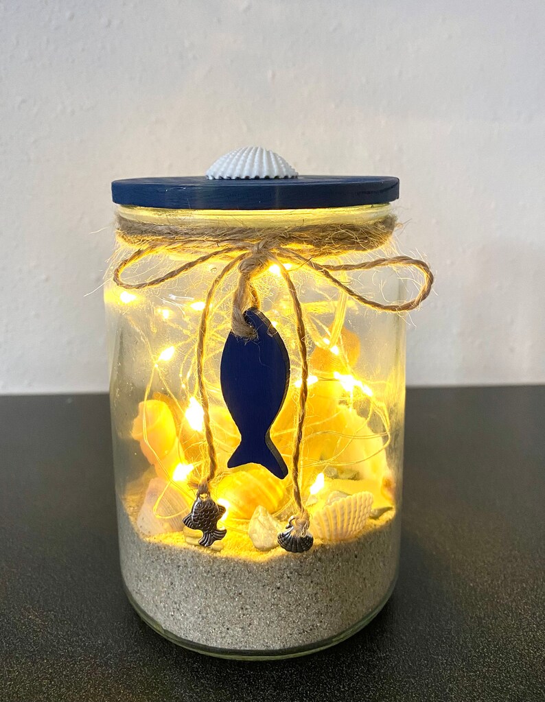 Decorative Sea Shell Jar Coastal Home Decor Lighted Sea - Etsy