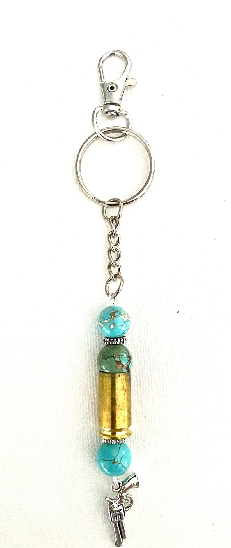 9mm Bullet Casing Keychain, Semi-precious Stone & Charm, Bullet ...