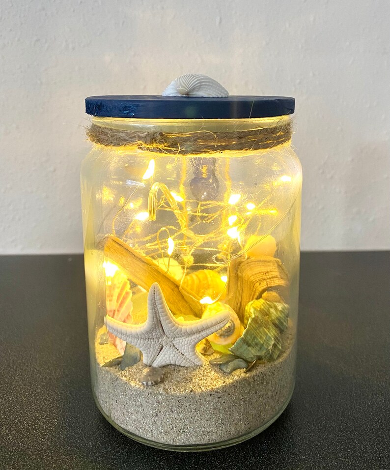 Decorative Sea Shell Jar Coastal Home Decor Lighted Sea - Etsy