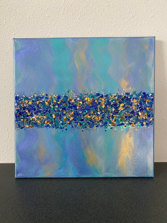 Crushed Glass Glitter Painting: Glam Bling Wall Art, Glitter Glam
