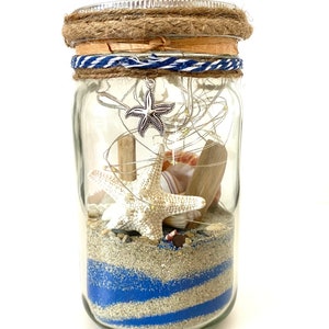 Decorative Sea Shell Jar, Coastal Home Decor, Lighted Sea Shell Jar ...