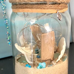 Decorative Sea Shell Jar, Coastal Home Decor, Lighted Sea Shell Jar ...