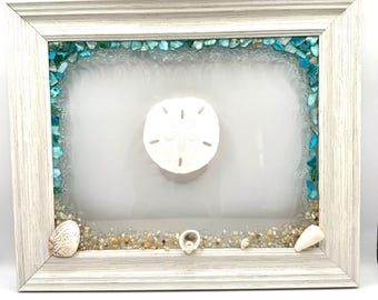 Sea Shell Resin Art: Starfish Coastal Wall Decor, Shell resin wall art, Beach tropical resin framed art