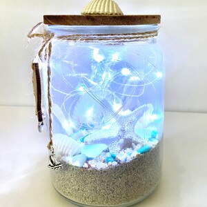 Decorative Sea Shell Jar, Coastal Home Decor, Lighted Sea Shell Jar ...