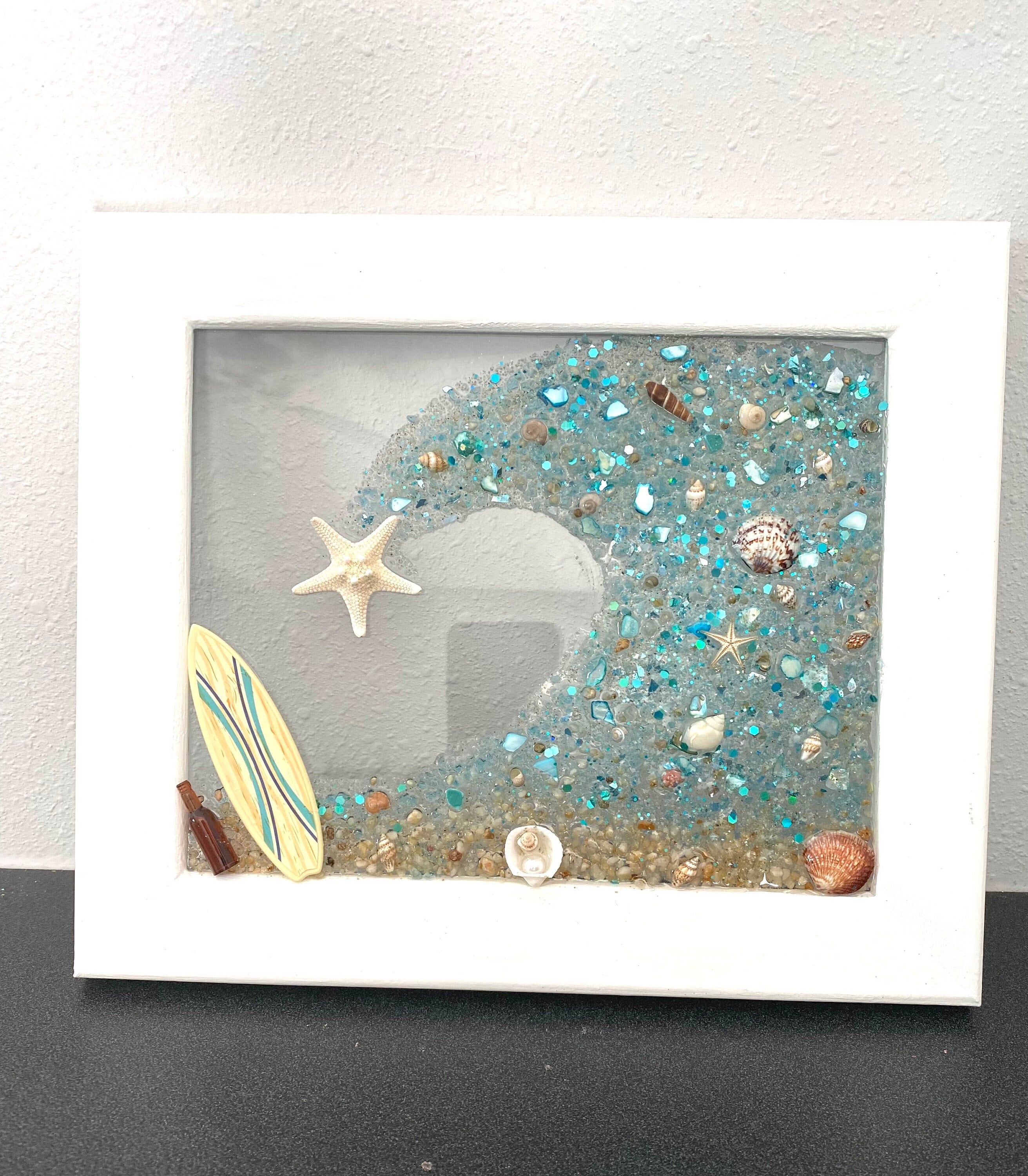 Sea Shell Resin Art Wave Beach Art Surfboard Flipflops Etsy