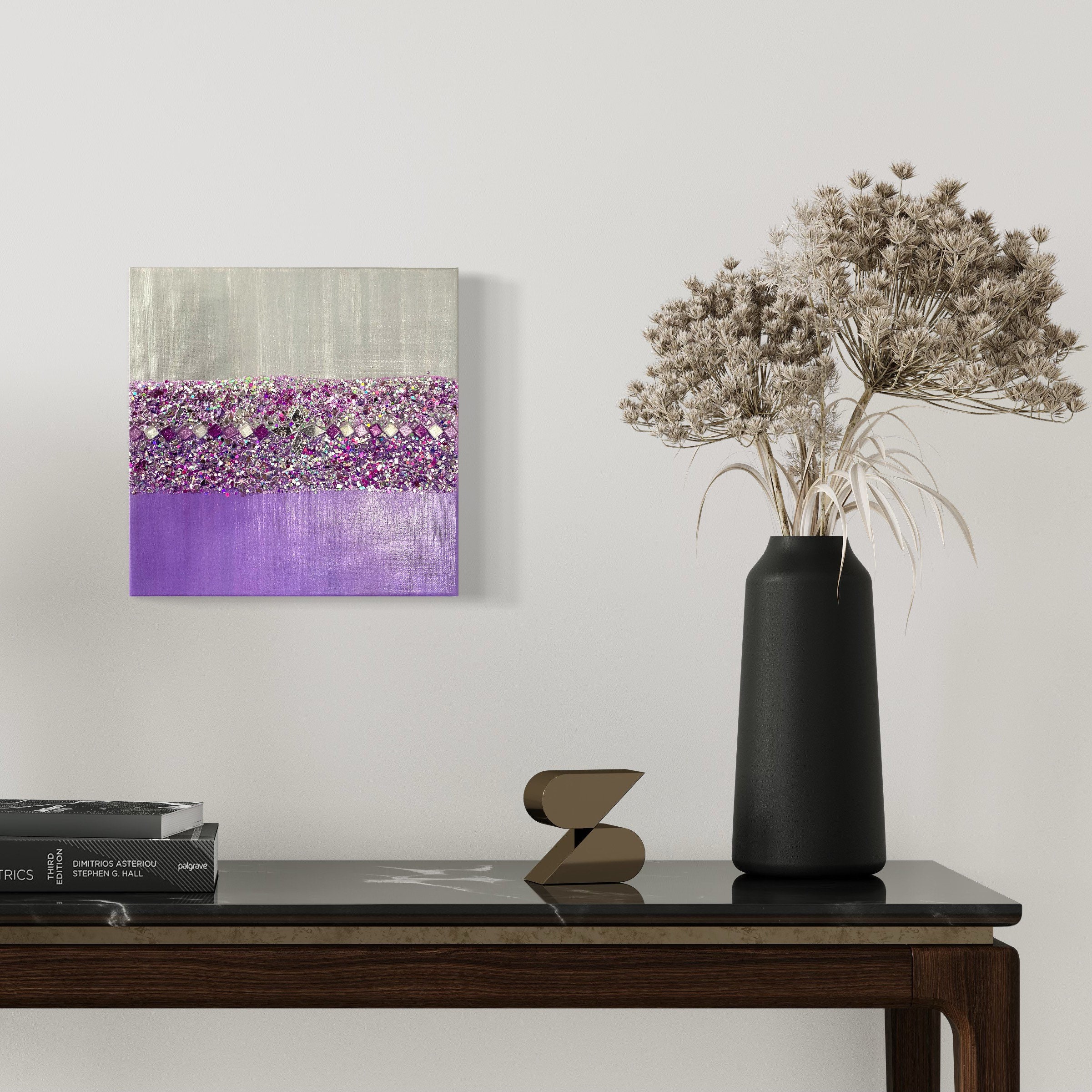 Glitter Glam Wall Art, Crushed Glass Canvas Bling Painting, Glitter Art