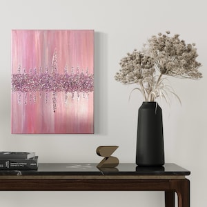 Pink Glitter Glam-Malerei, Glasmalerei, Pink, Magenta, Metallic-Malerei, Glitzer-Malerei, Pink abstrakt, Wanddekor