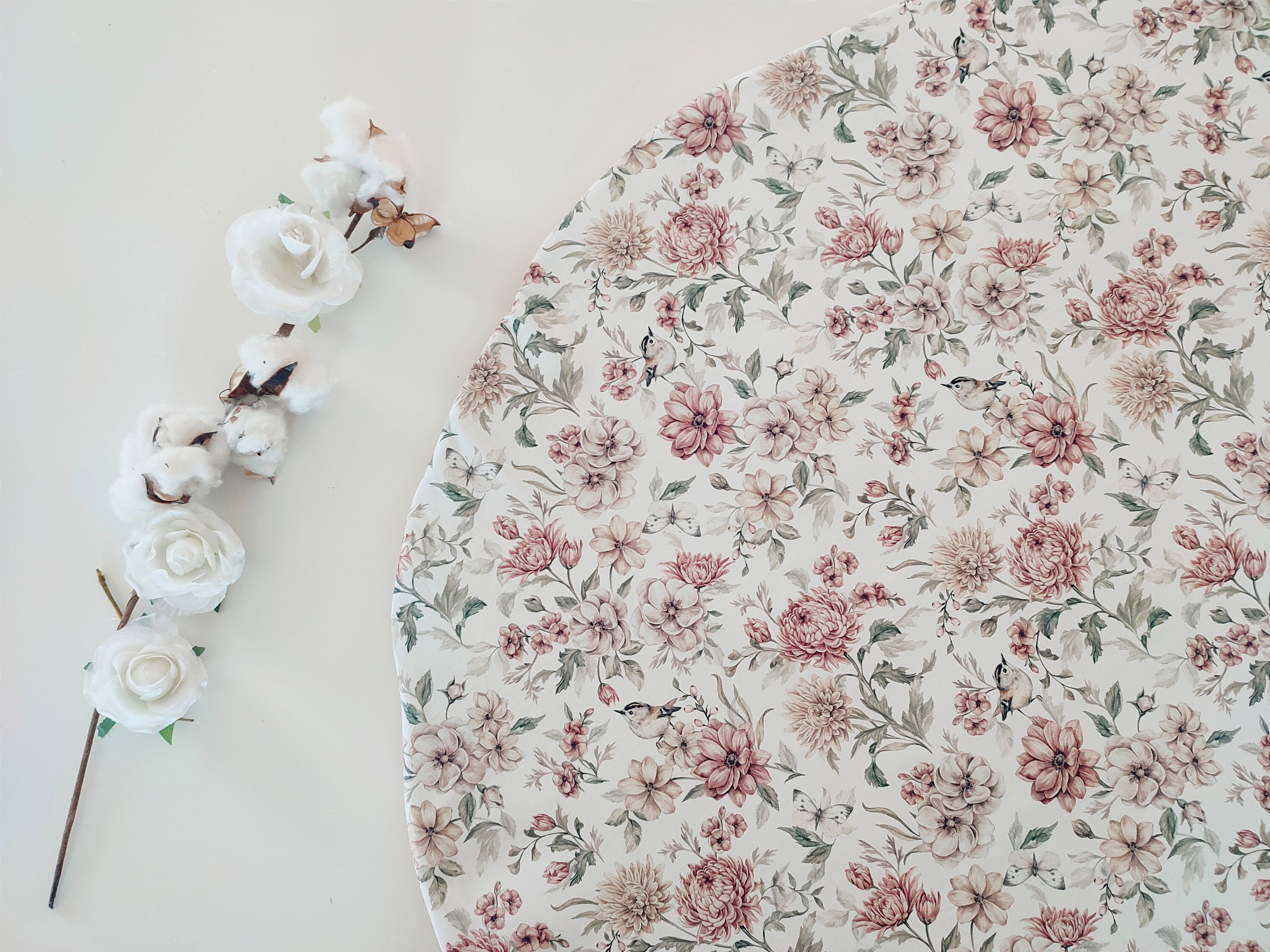 Tapis Parc Bébé - Tapis Sol d'éveil Cercle Tissu Au Choix Fleurs Bio Français Liberty