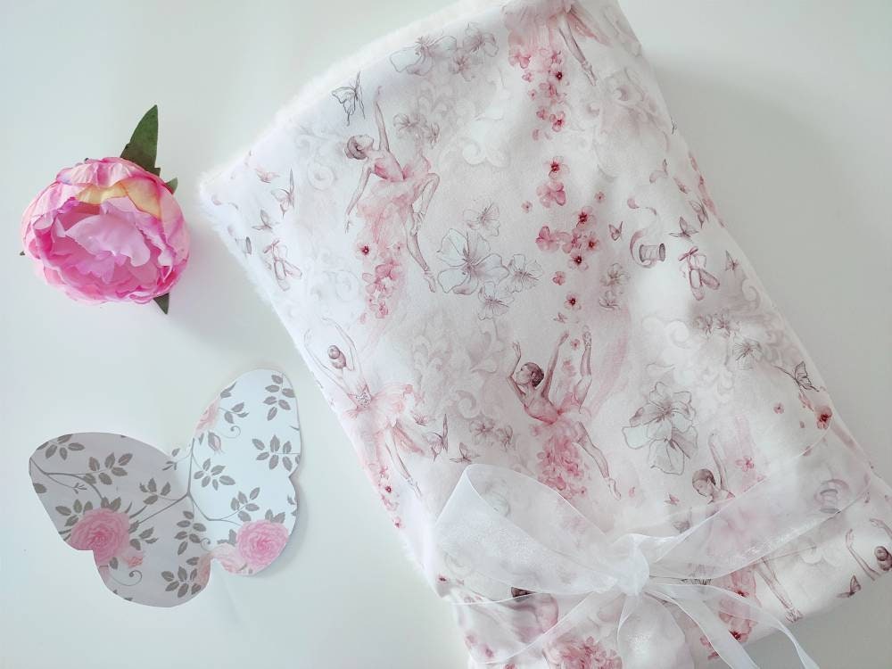 Couverture Lit Bébé - Couverture Fleurs Vintage Pilou Lapin Danseuse Étoile
