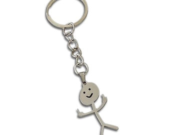 Metal middle finger keychain stick figure stinky finger