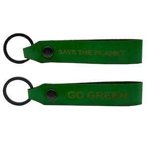 GO GREEN - safe the planet Schlüsselanhänger aus LKW Planenstoff upcycling