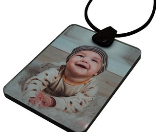 Photo mirror pendant personalized individually with desired photo or text pendant for car mirror