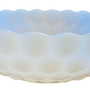Vintage Anchor Hocking Fire King White Milk Glass Bubble Bowl Serving Dish 8.25”