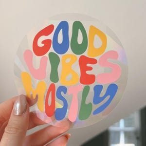 good vibes suncatcher sticker, rainbow maker, window sticker, rainbow suncatcher, window decal, sticker, window cling, prism suncatcher