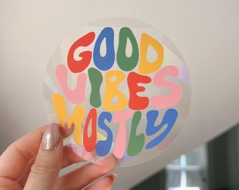 good vibes suncatcher sticker, rainbow maker, window sticker, rainbow suncatcher, window decal, sticker, window cling, prism suncatcher