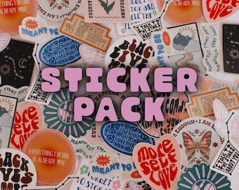sticker pack, stickers laptop, stickers for hydroflask, vinyl stickers, affirmation stickers, aesthetic stickers, waterproof sticker