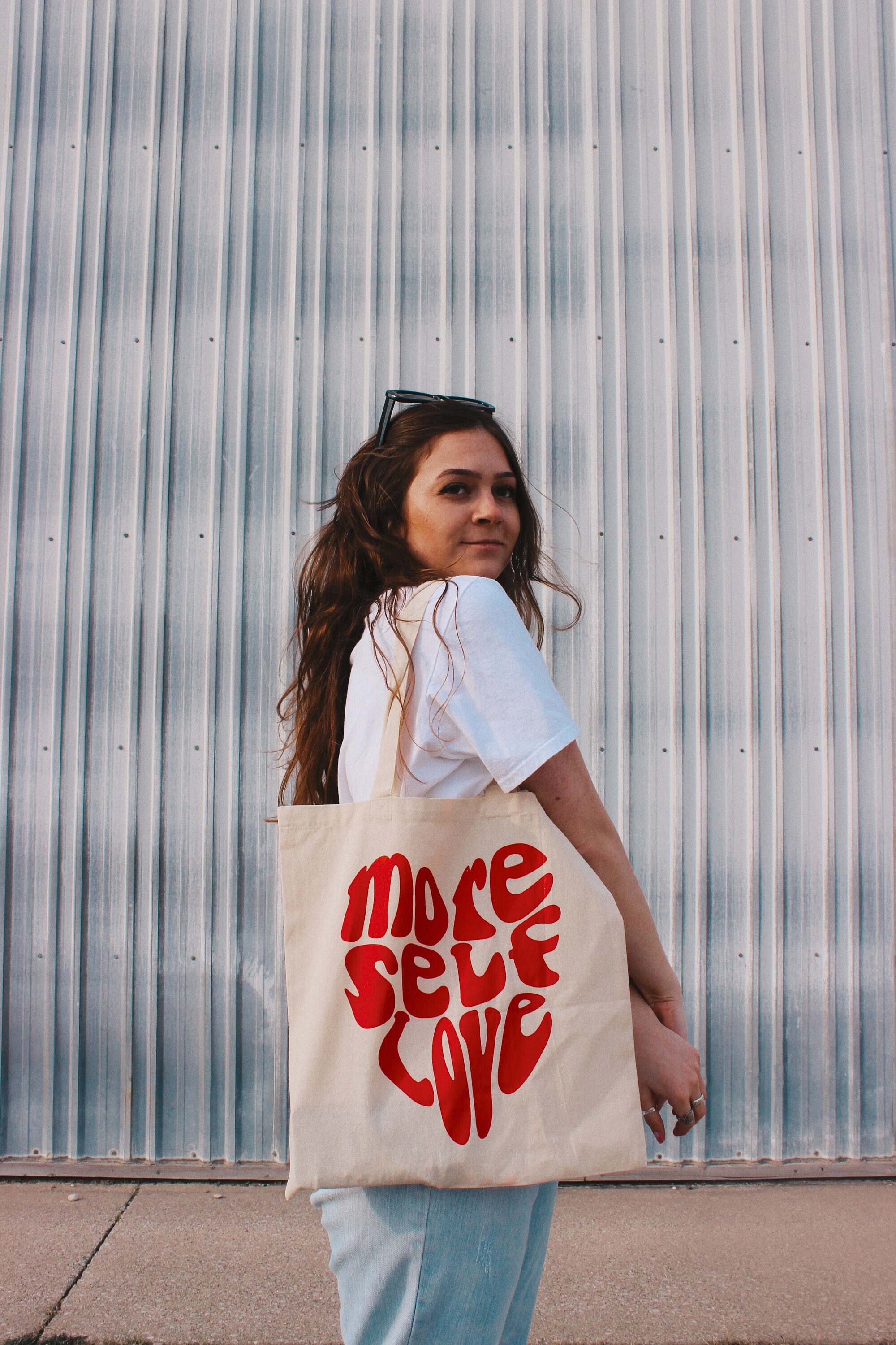 more self love tote bag | canvas tote bag | shoulder bag| heart | lov…
