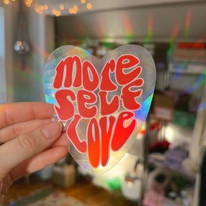more self love suncatcher sticker, rainbow maker, window sticker, rainbow suncatcher, window decal, sticker, window cling, prism suncatcher