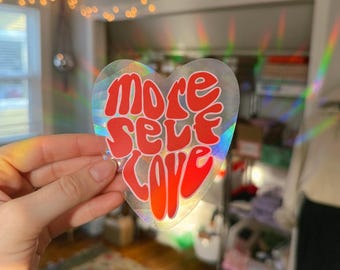 more self love suncatcher sticker, rainbow maker, window sticker, rainbow suncatcher, window decal, sticker, window cling, prism suncatcher