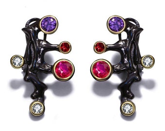 Gothic Design Black Long Stud Women's Earrings