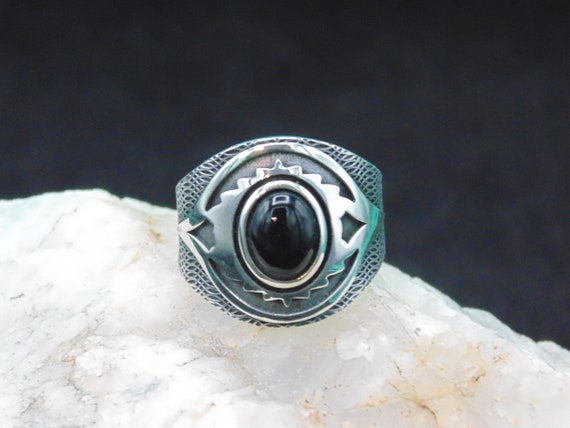 Solid 925 Sterling Silver Men's Ring With Black Onyx Stone - Handcrafted In Turkey - View #13