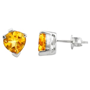 925 Sterling Silver 6.16cts Natural Yellow Citrine Stud Earrings