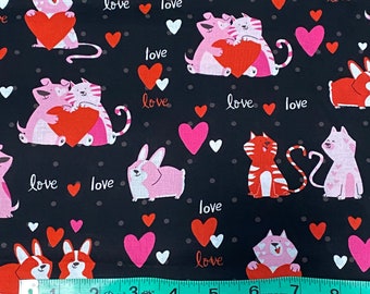 100% cotton Heart Fabric Cat Fabric Quilting Fabric Cute Cats Small Print Fabric by Fat QuarterHalf MetreMetre Valentines Fabric 100% cotton Heart Fabric Cat Fabric Quilting Fabric Cute Cats Small Print Fabric by Fat QuarterHalf MetreMetre Valentines Fabric