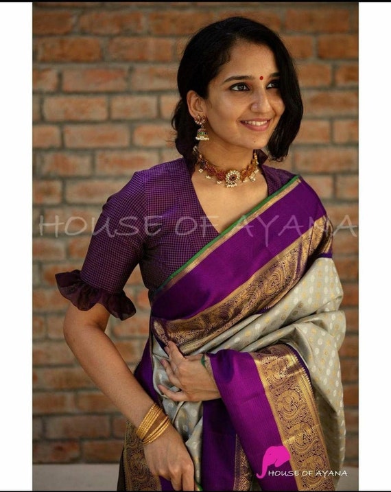 Grey Color Kanchipuram Silk With Designer Grand Look Saree - Etsy