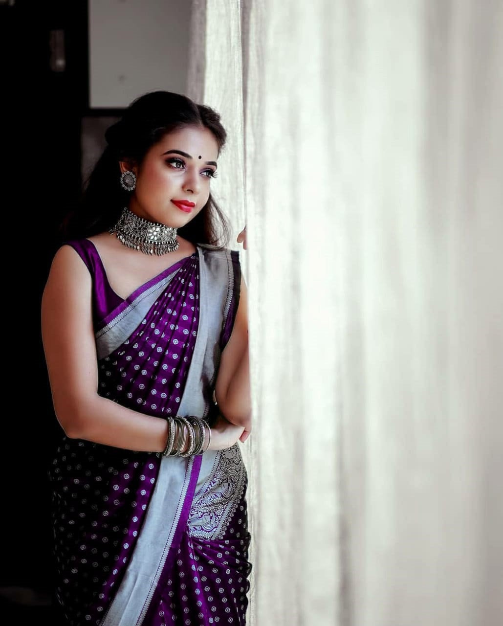 Jewellery for silver border saree discount