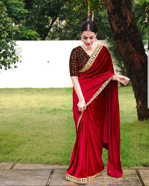 Dabu Block Printed Chanderi Saree - Deep Red Geometrics