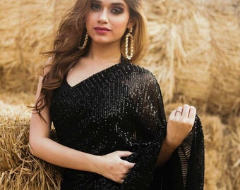 black saree styles