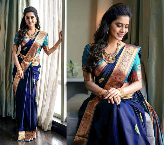 Soft Lichi Silk Saree Bollywood 