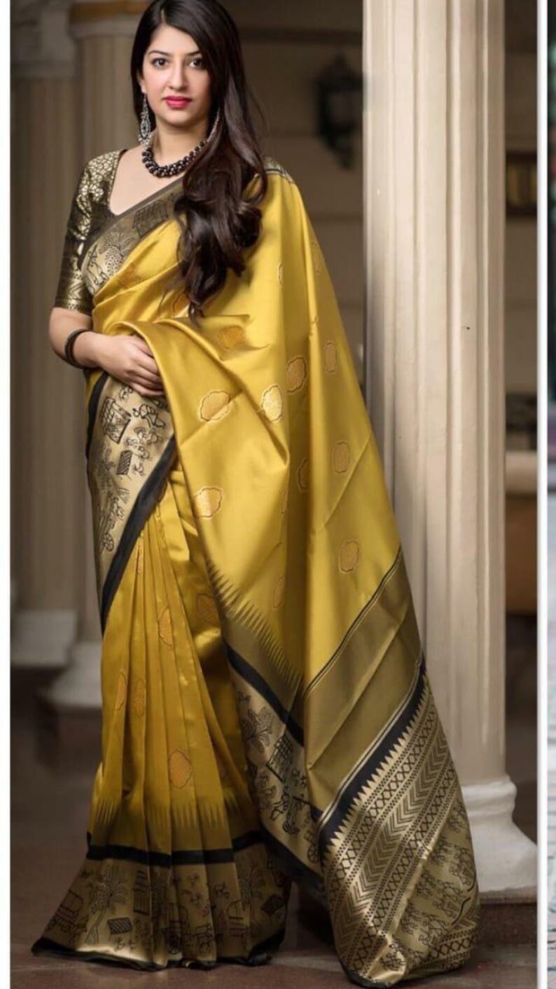Heavy designer party wear saree with reach pallu saree woowen silk saree