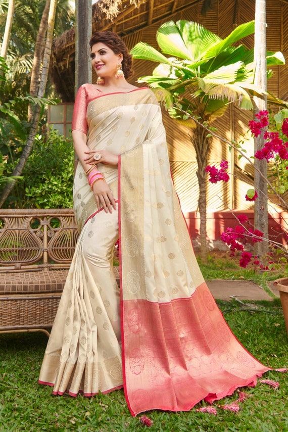 off white silk sarees