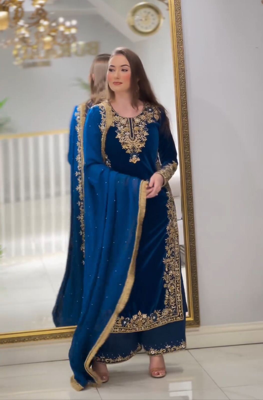 Royal blue top pakistani dress
