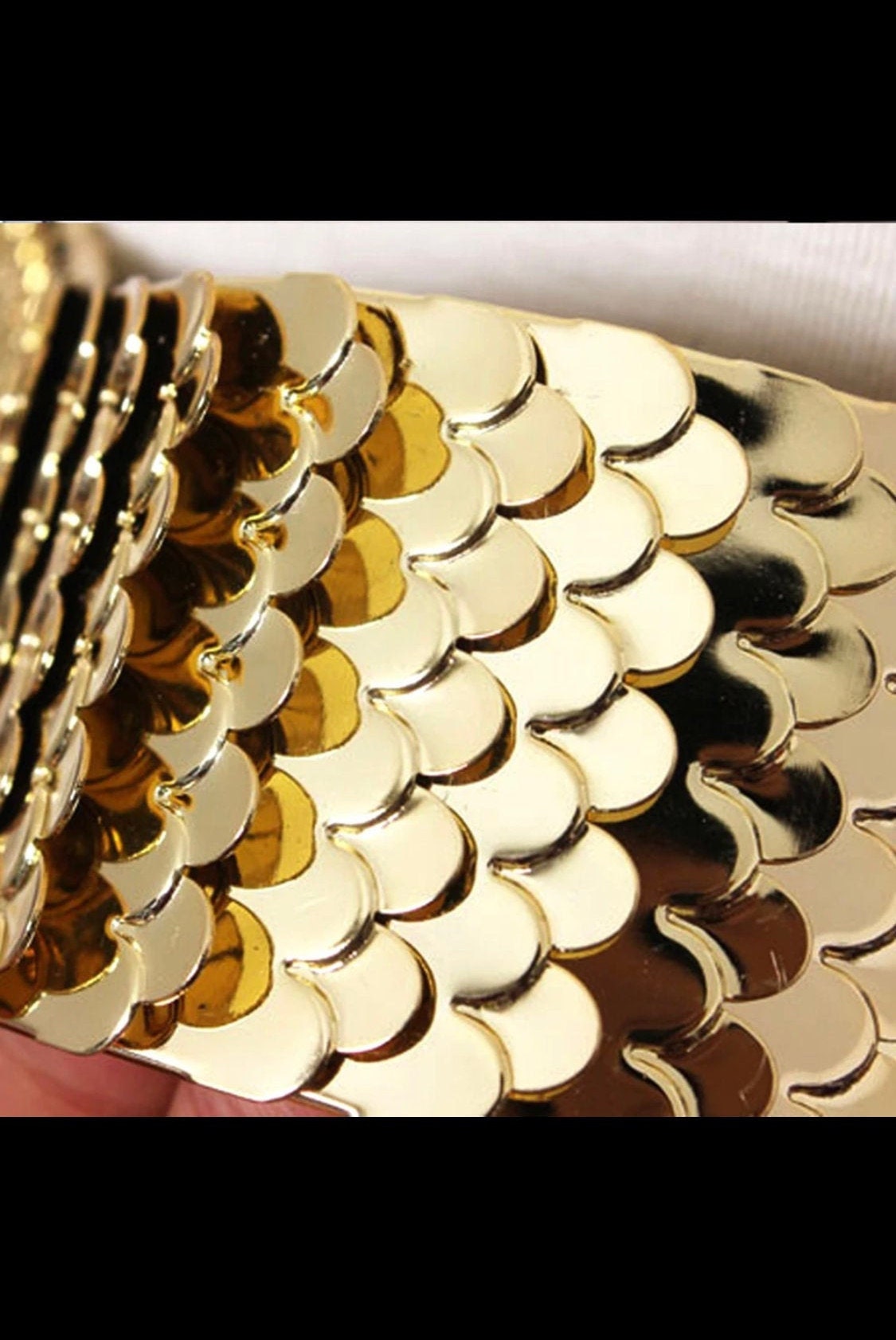 Gold Fish Scale Elastic Waist Belt, XS-L - Etsy display picture 1