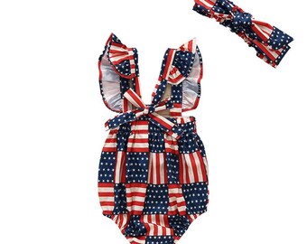 Baby Girl Americana Romper