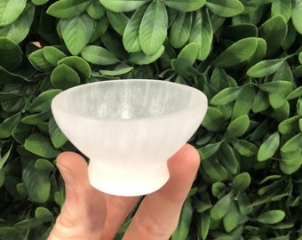 Selenite bowl with base, 2" selenite charging bowl, white selenite,  selenite cleansing bowl