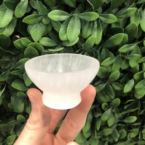 Selenite bowl with base, 2&quot; selenite charging bowl, white selenite,  selenite cleansing bowl
