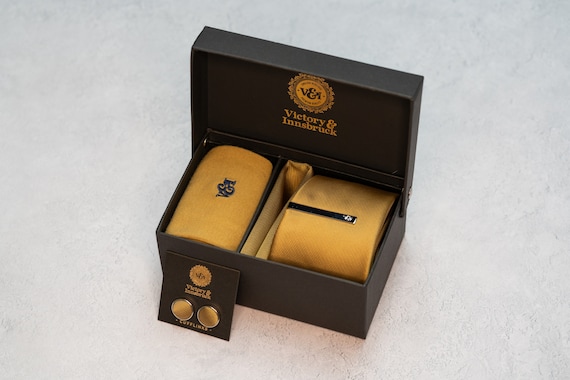 mustard tie and hanky set