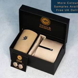 Champagne Beige Tie Set / Textured Tie, Pocket Square, Socks, Tie Clip, Cufflinks, Lapel Pin / Gift for Him / Wedding Tie Groomsmen Gift Set