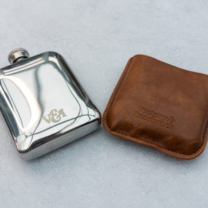 Leather Cased Hip Flask Brown Tan Leather 6oz Stainless - Etsy UK