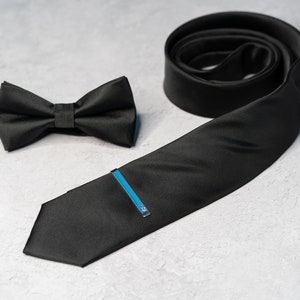 Black Bow Tie Set Tie, Pocket Square, Socks, Tie Clip, Cufflinks Gift for Him Wedding Tie Groomsmen Gift Set