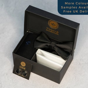 Black Tie Event Set. Tie, Pocket Square, Tie Clip, Cufflinks, and Socks. Groomsmen Wedding Gift. image 1