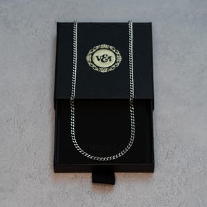 Colar masculino cubano 3,7 MM | Aço inoxidável prateado / Revestimento de ródio | Colar de corrente masculino | Elo cubano 3,7 mm | Presente para ele | V&I