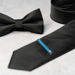 Black Bow Tie Set Tie, Pocket Square, Socks, Tie Clip, Cufflinks Gift for Him Wedding Tie Groomsmen Gift Set