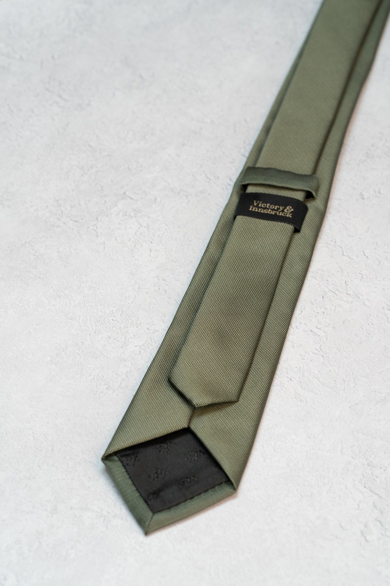 Olive Green Tie Set / Tie, Pocket Square, Socks, Tie Clip, Cufflinks, Lapel Pin / Gift for Him / Wedding Tie Groomsmen Gift Set V&I image 8