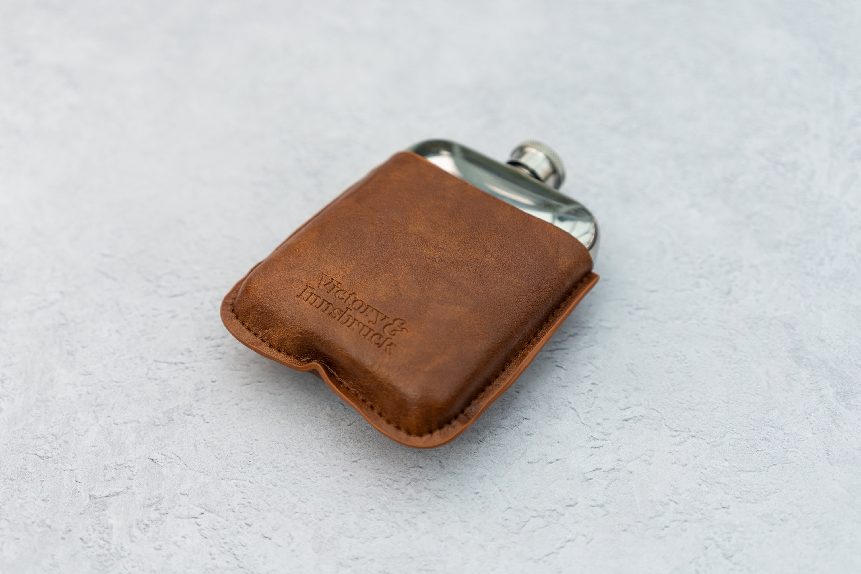 Leather Cased Hip Flask Brown Tan Leather 6oz Stainless Steel Hipflask Wedding Groomsman Gift Victory Innsbruck Etsy Canada