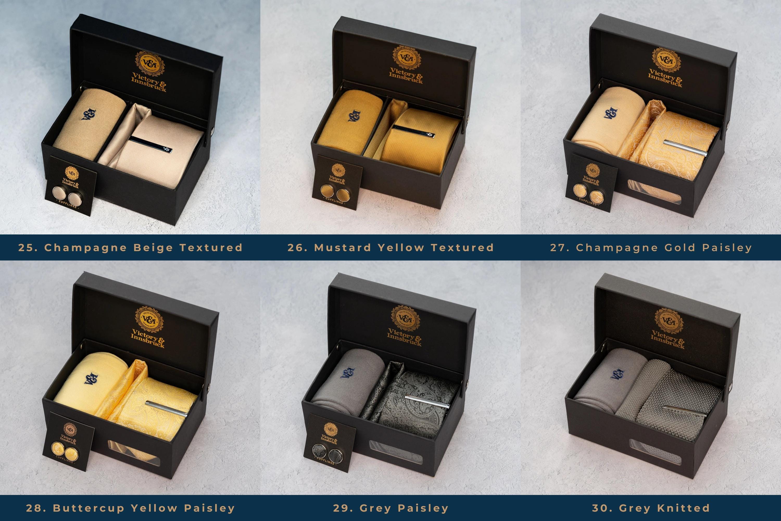 Cravatta In Regalo Set Cravatta Pochette E Gemelli In Cotone Grigio Con Dettagli Neri Confezione Regalo Per Professionisti E Collezionisti Cravatta Confezione Regalo - Foto 5